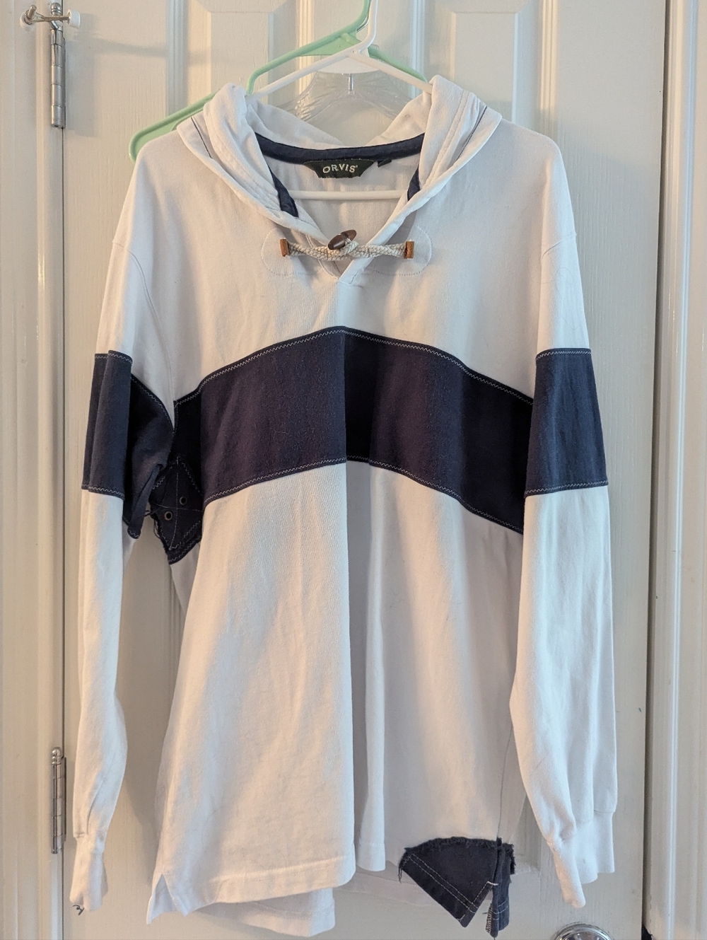Orvis Navy And White Stripe Pullover